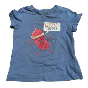 Blue 2T ketchup and mustard T-shirt